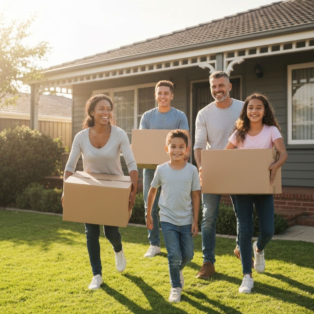 Happy family moving in